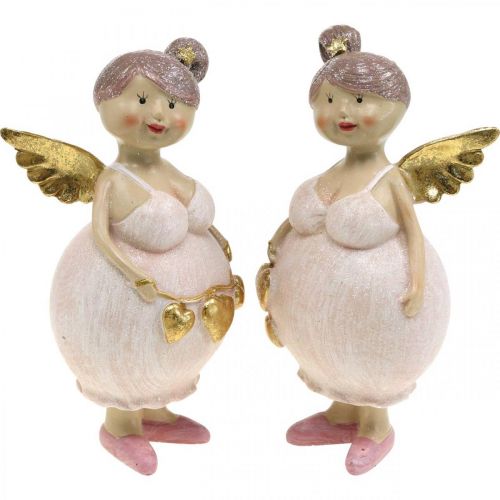 Floristik24 Rózsaszín angyal szívdísz figurával Karácsonyi 9 × 8 × 19,5cm 2db