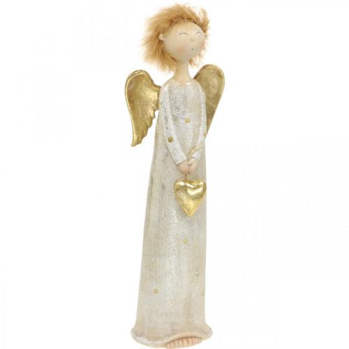 Floristik24 Dekoratív angyalfigura szívarany karácsonyi angyal 11,5 × 7,5 × 37 cm