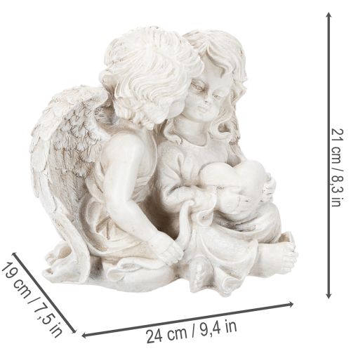 Angyaldekoráció Gyermek Angyalpár Szív Szobor 24cm | Floristik24.hu
