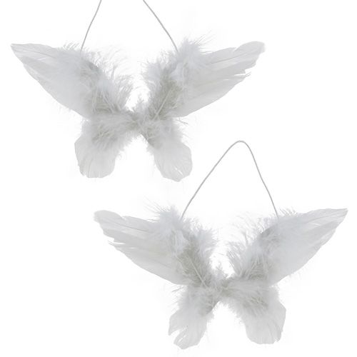 Floristik24 Akasztható angyalszárnyak fehér 16cm 4db