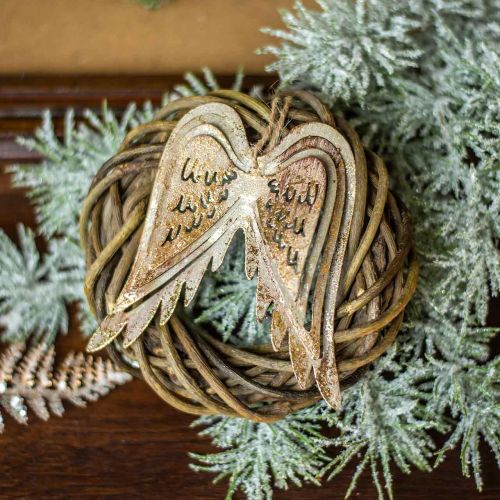 tételeket Angyalszárnyak, fém dekoráció akasztható, karácsonyfa díszek arany színű, antik megjelenés H11,5cm Szé11cm 3db