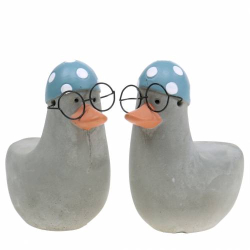 Floristik24 Dekoratív kacsa szemüveggel és úszósapkával szürke 10,5cm 4db