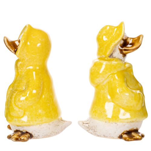tételeket Kacsa figurák, esőkabát kerámia figurák vidám erkély- és kerti dekorációhoz, 11 cm, 4 darab