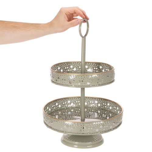 Dekoratív, emeletes tálalótálca füllel, csillag motívummal, kétszintes, 49 cm | Floristik24.hu