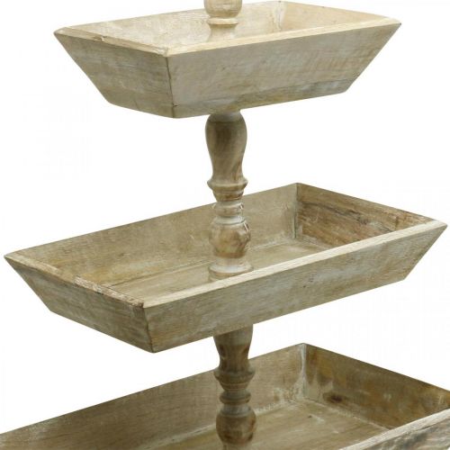 Floristik24 Tortatartó nagyméretű fehérített fa asztaldísz kirakat dekoráció 62x50x31cm