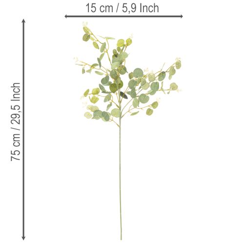 Mesterséges eukaliptusz ág kerek levelekkel, 75 cm, 4 darab | Floristik24.hu