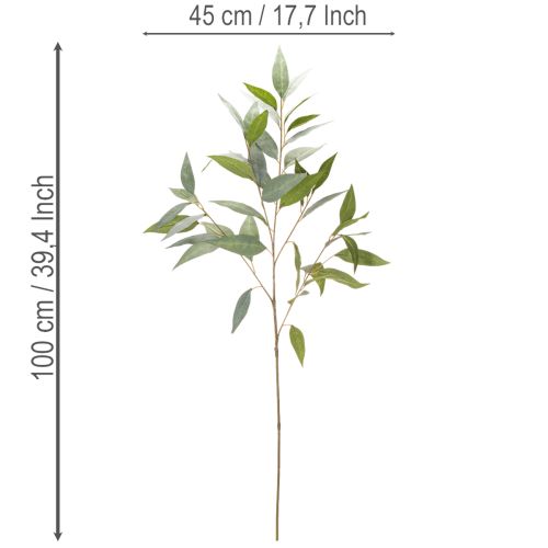 Mesterséges eukaliptusz ág, natúr zöld, dekoráció, 100cm | Floristik24.hu