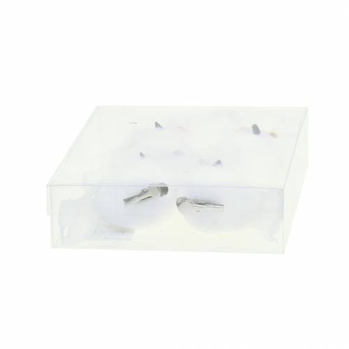 Floristik24 Díszbagoly kapcson fehér 10cm 4db