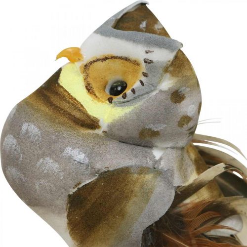 tételeket Deco dugós bagoly, virágdísz, bagoly tollas H5,5cm 6db