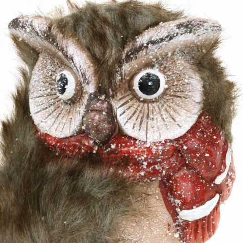 Floristik24 Dekoratív bagolykerámia sállal Dekoratív figurák téli H15cm 2 db