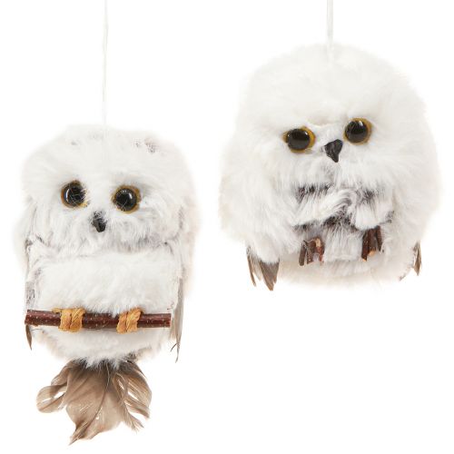 Floristik24 Bagoly dekoráció bagolyfigurák függeszthető fehér szürke 6cm 4db
