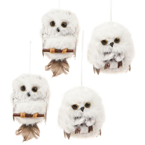 Floristik24 Bagoly dekoráció bagolyfigurák függeszthető fehér szürke 6cm 4db