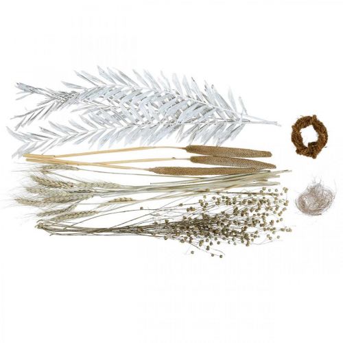 Floristik24 Szárított virágok DIY Box Exotic Dry Bouquet fehér, natúr H55cm