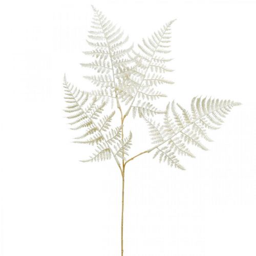 Dekoratív levelű páfrány, műnövény, páfrányág, dekoratív páfránylevél fehér L59cm