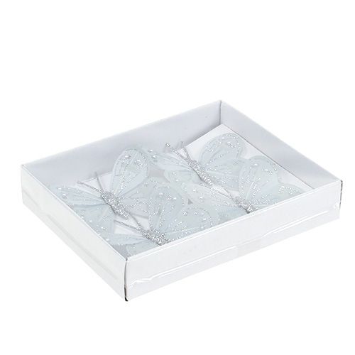 Floristik24 Toll pillangó ezüst csillámmal 7cm 4db