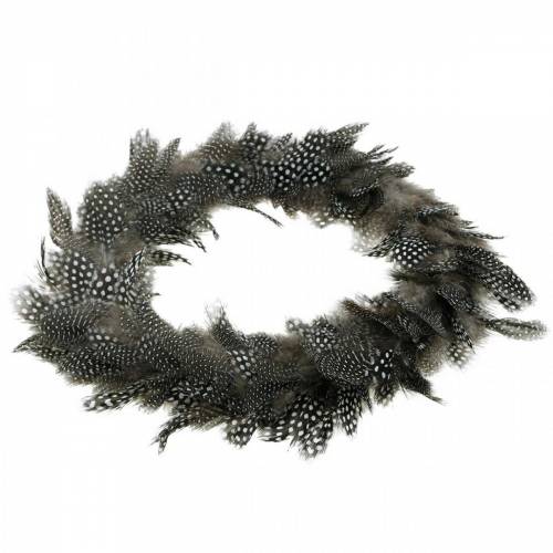 Floristik24 Toll koszorú gyöngytyúk Valódi toll Ø35cm Húsvéti dekoráció Tavaszi dekoráció