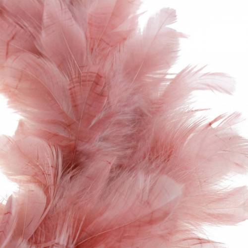 Floristik24 Deco toll koszorú nagy régi rózsaszín húsvéti dekoráció Ø24cm valódi toll