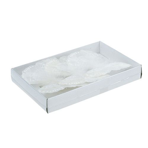 Floristik24 Toll pillangó 11,5cm klipsszel fehér 3db