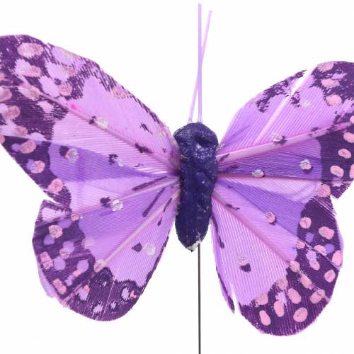 tételeket Dróton tollas pillangó rózsaszín, lila 7cm 24db