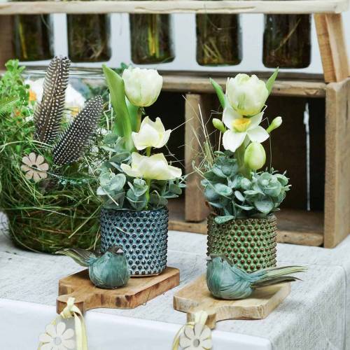 Floristik24 Dróton zöld tollmadár 12cm 4db