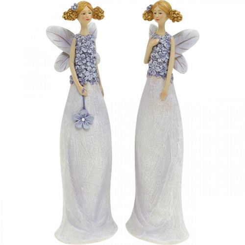 Floristik24 Virágtündérek, tavaszi dekoráció, virágmanók lila H19/19,5cm 2 db-os szett