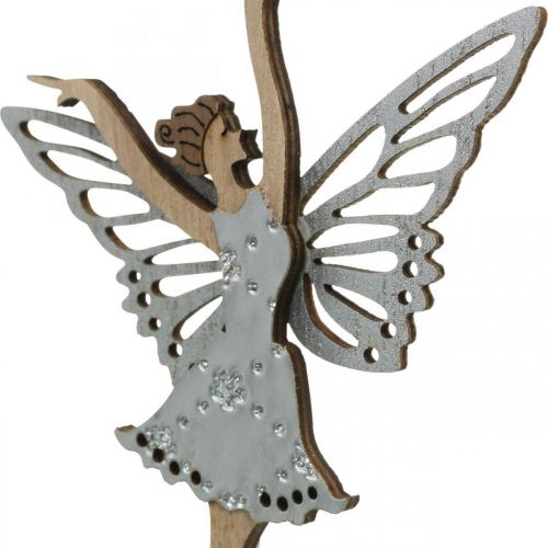 Floristik24 Virágdugó tündér, tavaszi, táncoló manó, növény dugó természet, ezüst, fehér 6db