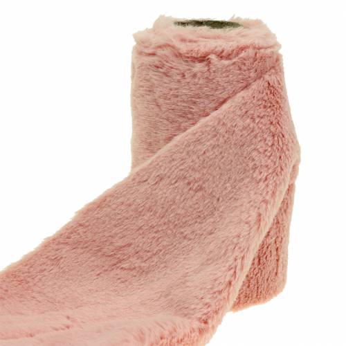 Floristik24 Dekoratív szőrme szalag rózsaszín 15cm x 200cm