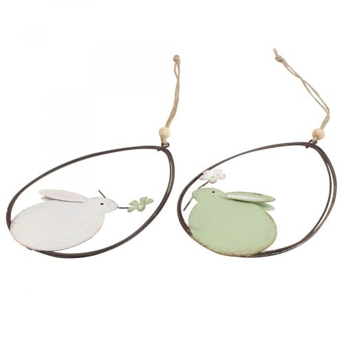 Floristik24 Ablakdísz, húsvéti nyuszi fém, függő dísz húsvéti 15cm 4db zöld fehér