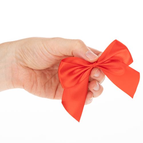 Dekoratív piros masni, előre megkötve barkácsoláshoz és csomagoláshoz, 11 cm, 25 darab | Floristik24.hu