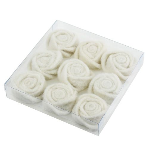 Floristik24 Nemez rózsa fehér Ø6cm 9db