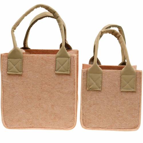Floristik24 Nemez ültető, rózsaszín filc táska füllel, filc díszítéssel, 2db-es készlet