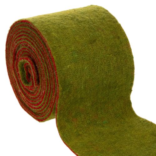 Filcszalag kétszínű virágkötészethez, zöld/piros, 15 cm x 5 m vétel | Floristik24.hu