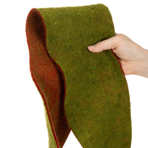 Filcszalag kétszínű virágkötészethez, zöld/piros, 15 cm x 5 m | Floristik24.hu