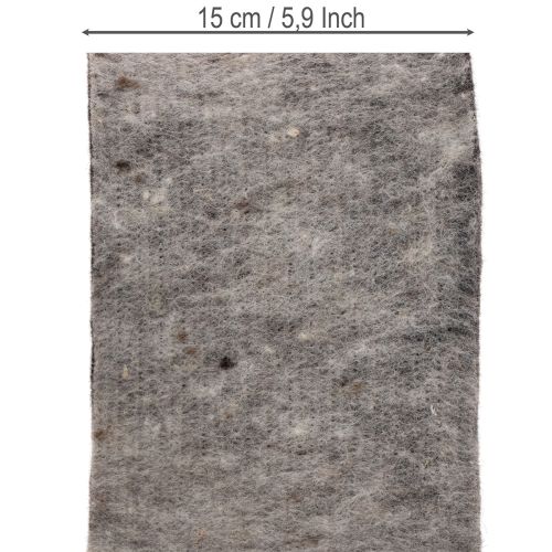 Kétszínű gyapjúfilc cseréppánt, szürke/fekete, 15cm x 5m | Floristik24.hu