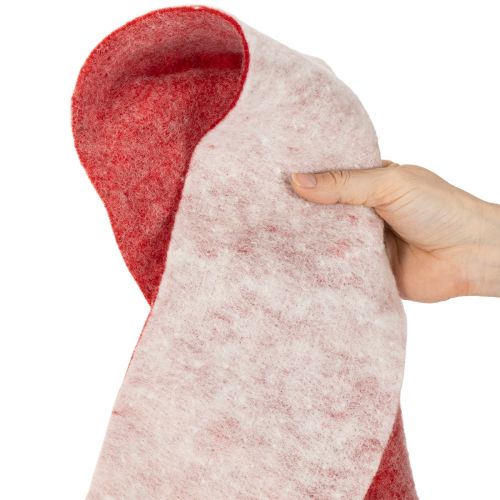 Filcszalag, 100% gyapjú, kétszínű, edényfogónak, fehér/piros filcszalag, 15cm x 5m | Floristik24.hu