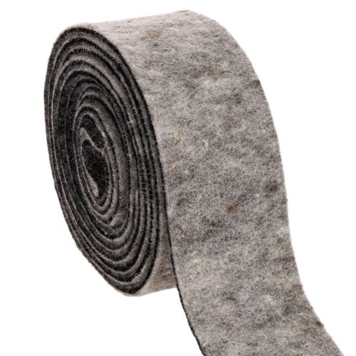 Filcszalag, edényrögzítő, 100% gyapjú, szürke/fekete, 7,5 cm széles, 5 m hosszú vétel | Floristik24.hu