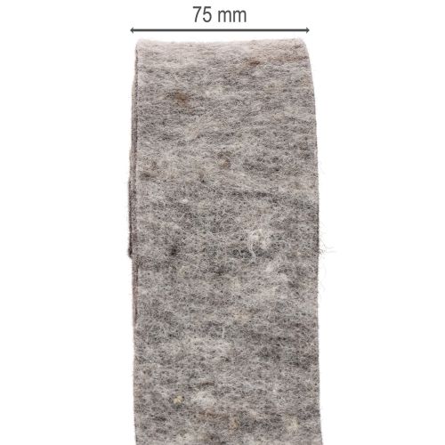 Filcszalag, edényrögzítő, 100% gyapjú, szürke/fekete, 7,5 cm széles, 5 m hosszú | Floristik24.hu