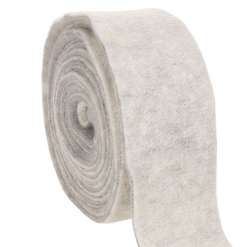 Kétszínű filcszalag, fehér/szürke, 100% gyapjúból, 7,5 cm széles, 5 m hosszú vétel | Floristik24.hu