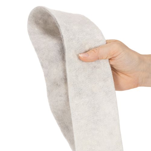 Kétszínű filcszalag, fehér/szürke, 100% gyapjúból, 7,5 cm széles, 5 m hosszú | Floristik24.hu