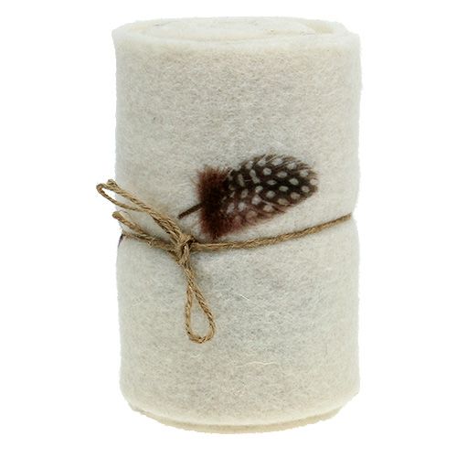 Floristik24 Filc szalagkrém mintás tollal 15cm 2m