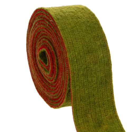 Filcszalag, kétszínű edényfogó szalag, 100% gyapjú, piros/zöld, 7,5 cm széles, 5 m hosszú vétel | Floristik24.hu