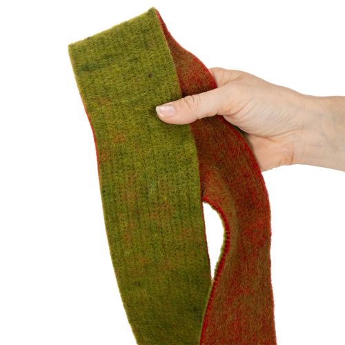 Filcszalag, kétszínű edényfogó szalag, 100% gyapjú, piros/zöld, 7,5 cm széles, 5 m hosszú | Floristik24.hu