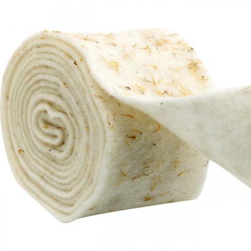 Floristik24 Filc szalag deko krém sárga virágokkal cserepes szalag 15cm×5m