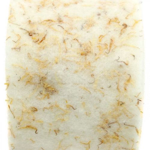 Floristik24 Filc szalag deko krém sárga virágokkal cserepes szalag 15cm×5m