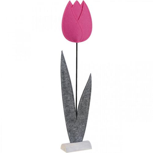 Floristik24 Filc virág filc deco virág tulipán rózsaszín asztaldísz H68cm