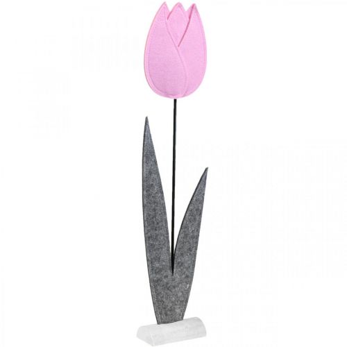 Floristik24 Filc virág filc deco virág tulipán rózsaszín asztaldísz H68cm