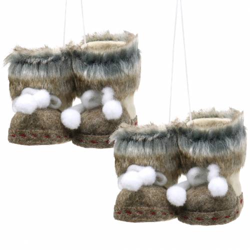 Floristik24 Karácsonyfadísz szőrös filccipő 10cm x 8cm 2db