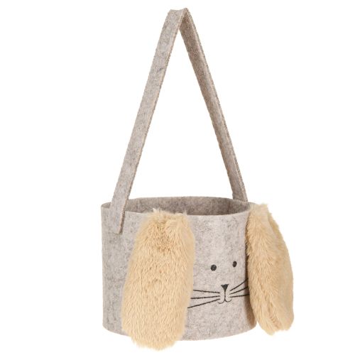 tételeket Filc táska nyúl dekoráció szürkésbarna színben Ø13.5cm 3 darab