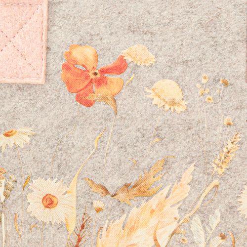 Floristik24 Filc táska virág motívummal – Fenntartható ajándék és bevásárlótáska szürke és rózsaszín színben 26cm 2db