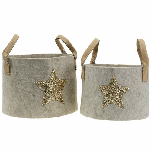 Kerek filctáska flitter csillaggal, 2db-os készlet